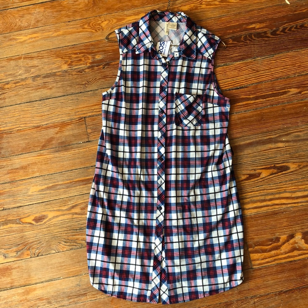 Checkered red, white, and blue dress